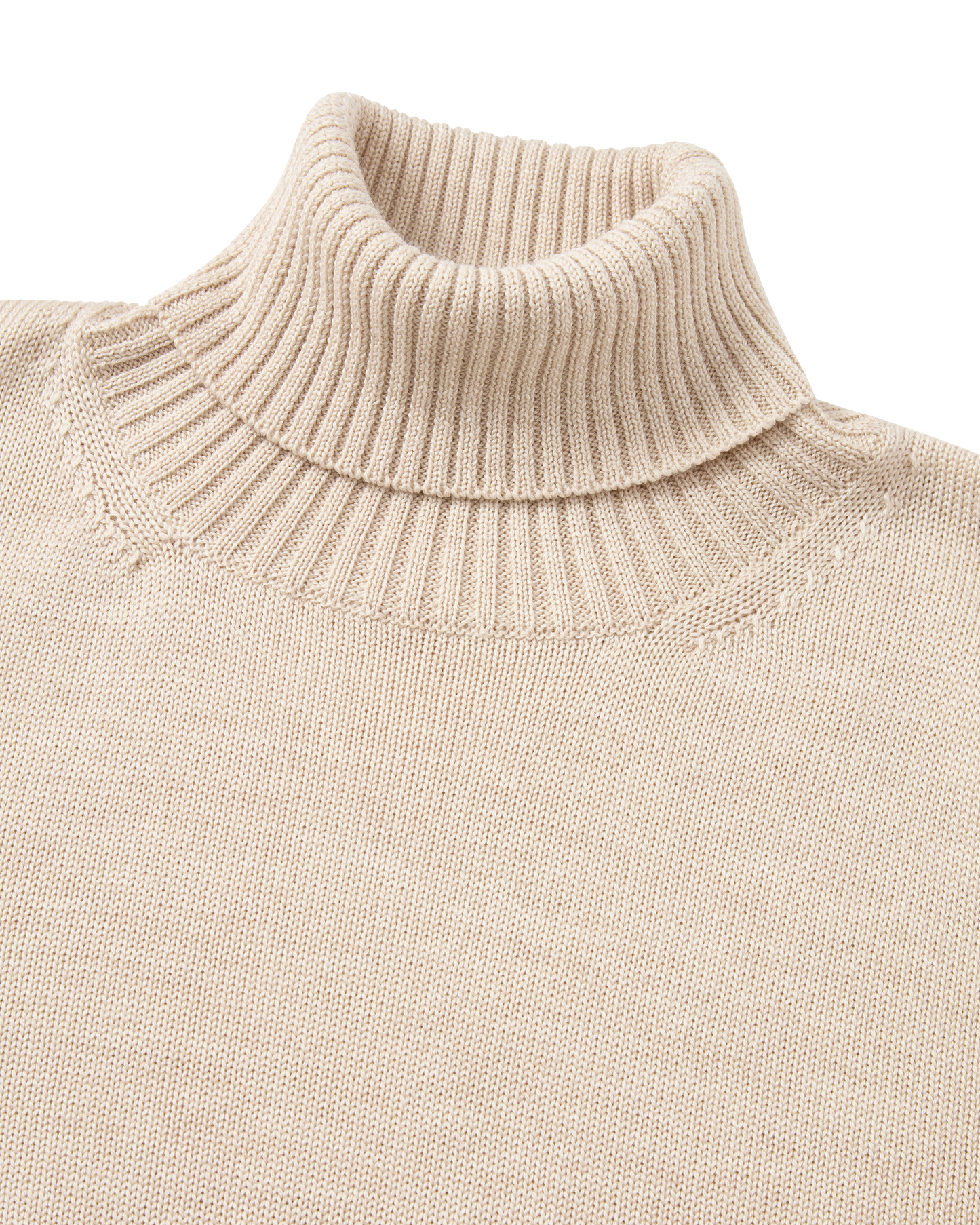 Turtleneck Wool Silk Blend Beige