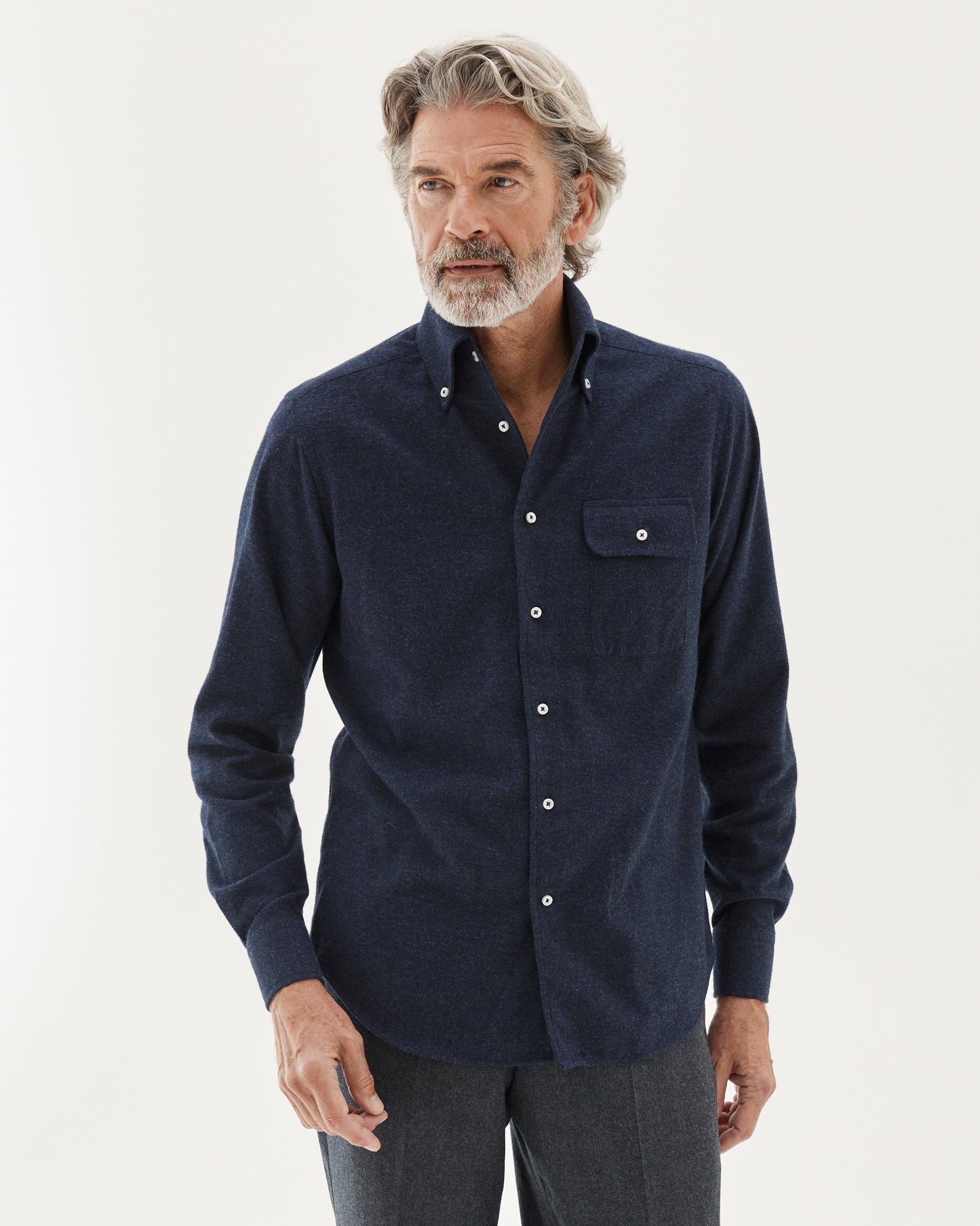 Brushed Button-Down Shirt Navy