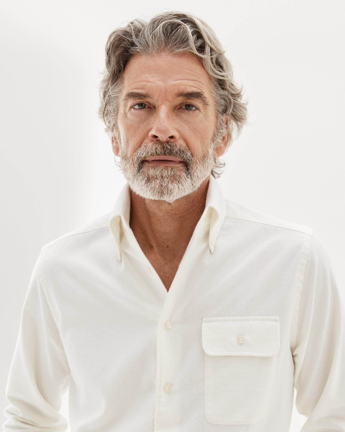 Brushed Button-Down Shirt Cream