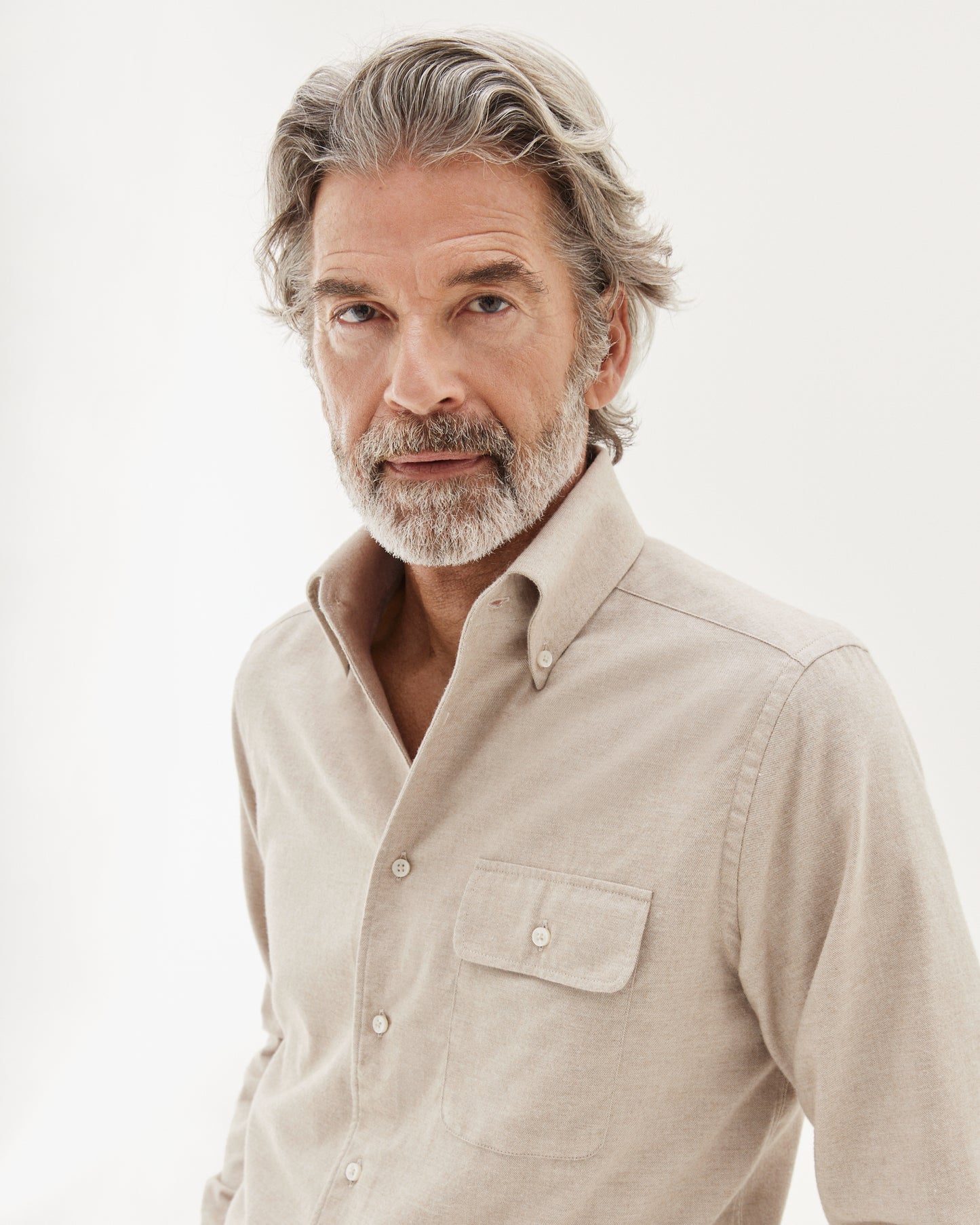Brushed Button-Down Shirt Sand