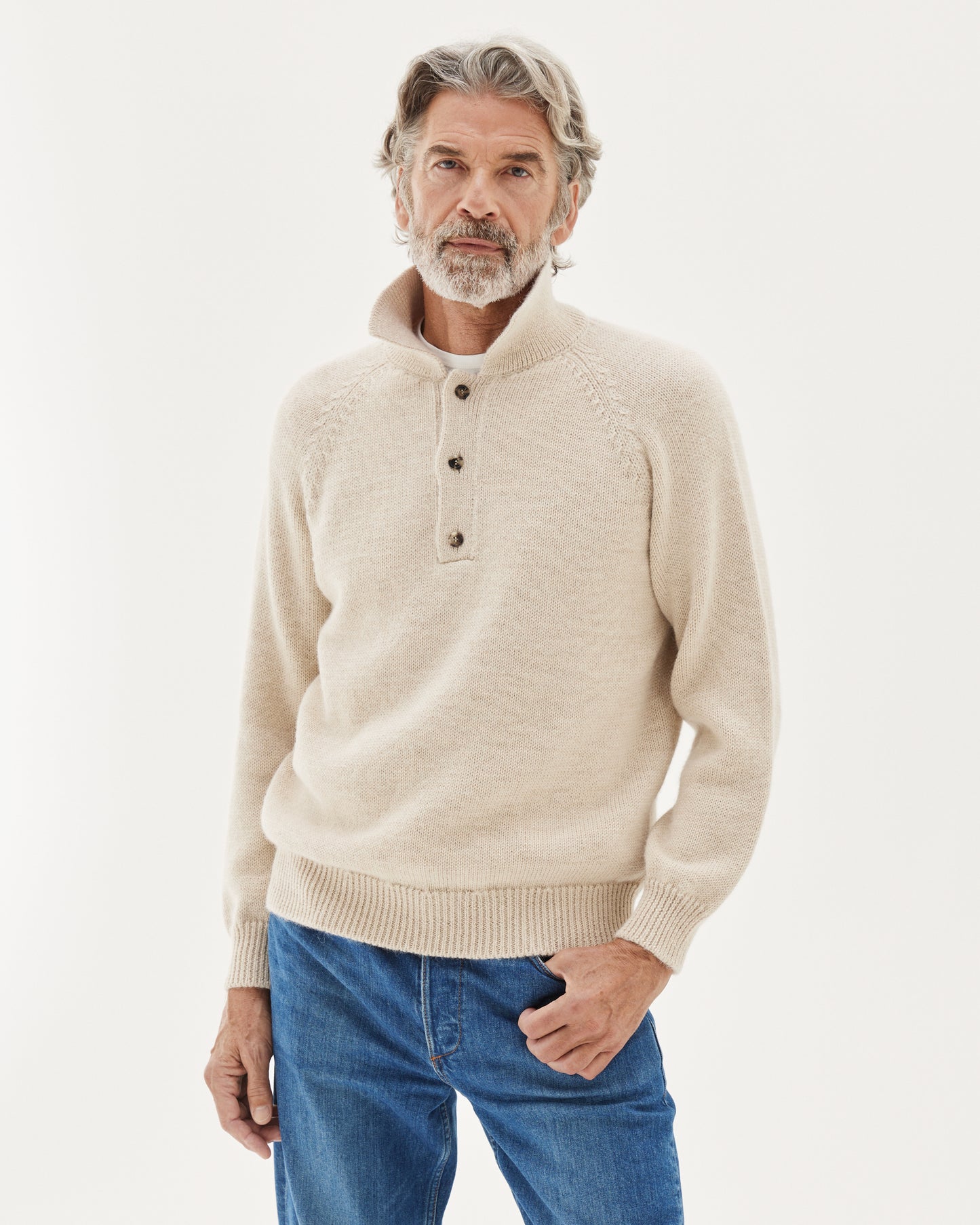 Chunky Polo Sweater Cream