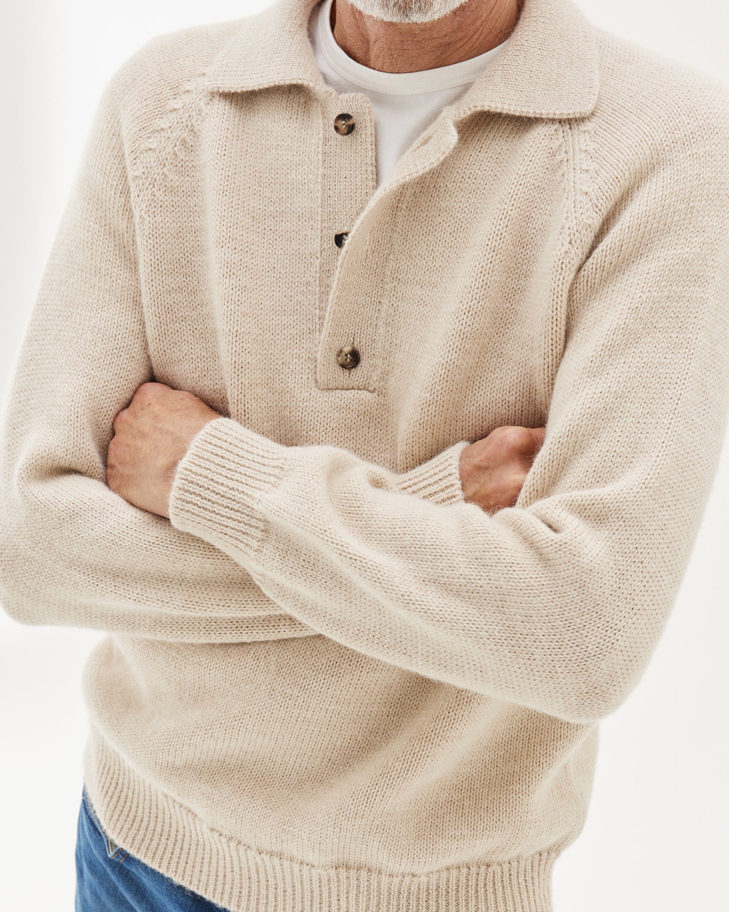 Chunky Polo Sweater Cream