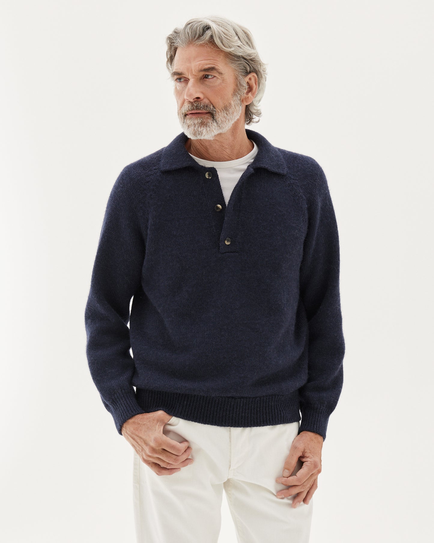 Chunky Polo Sweater Navy