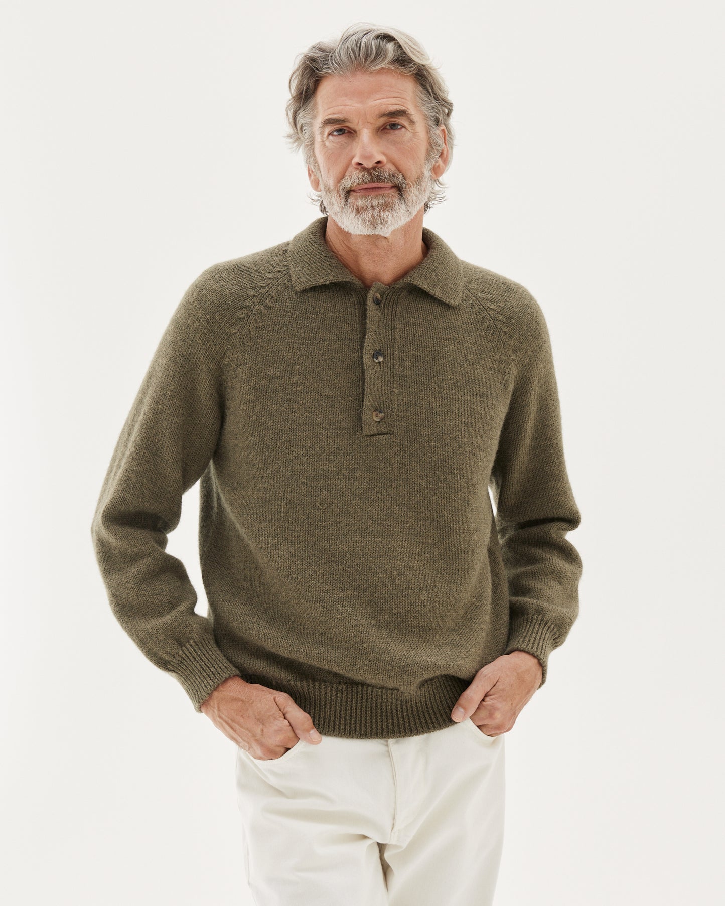 Chunky Polo Sweater Army Green