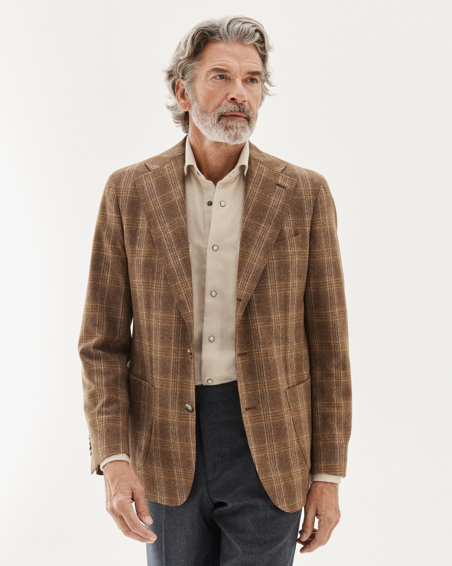 Glencheck Wool Blazer Brown