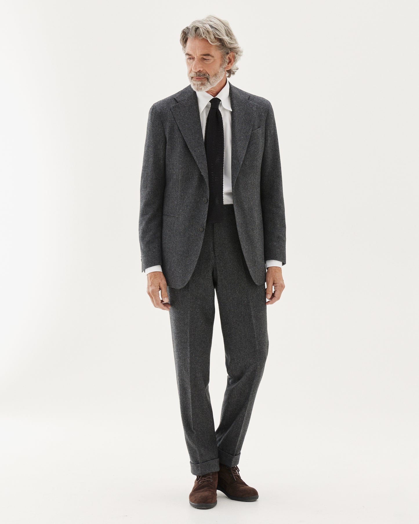 Herringbone Flannel Suit Grey
