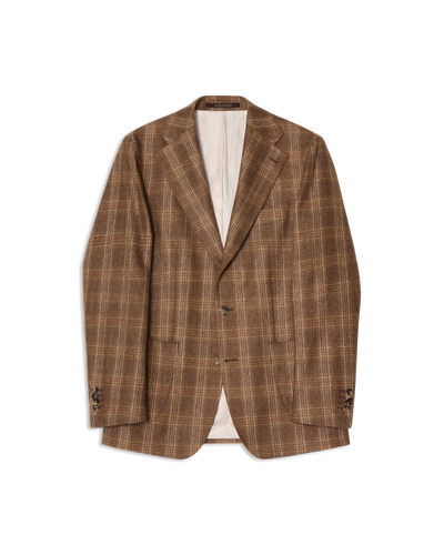Glencheck Wool Blazer Brown