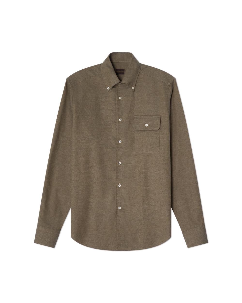 Brushed Button-Down Shirt Olive