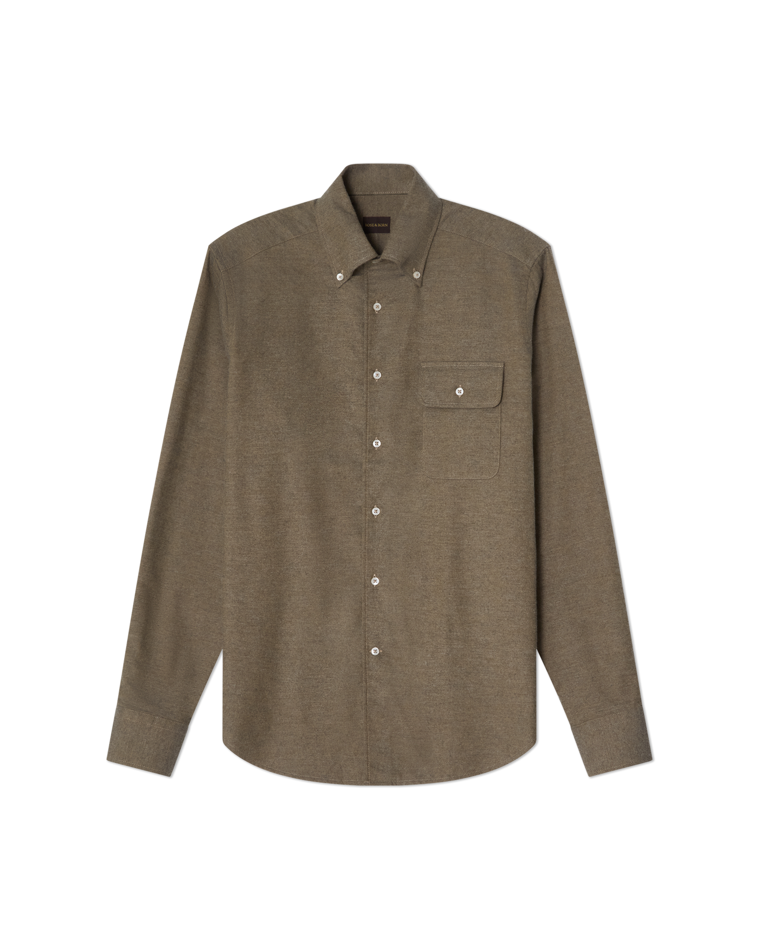 Brushed Button-Down Shirt Olive