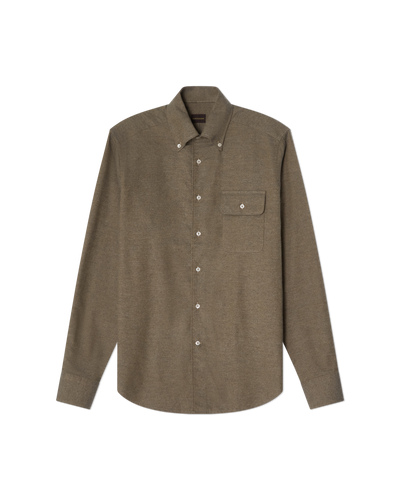 Brushed Button-Down Shirt Olive