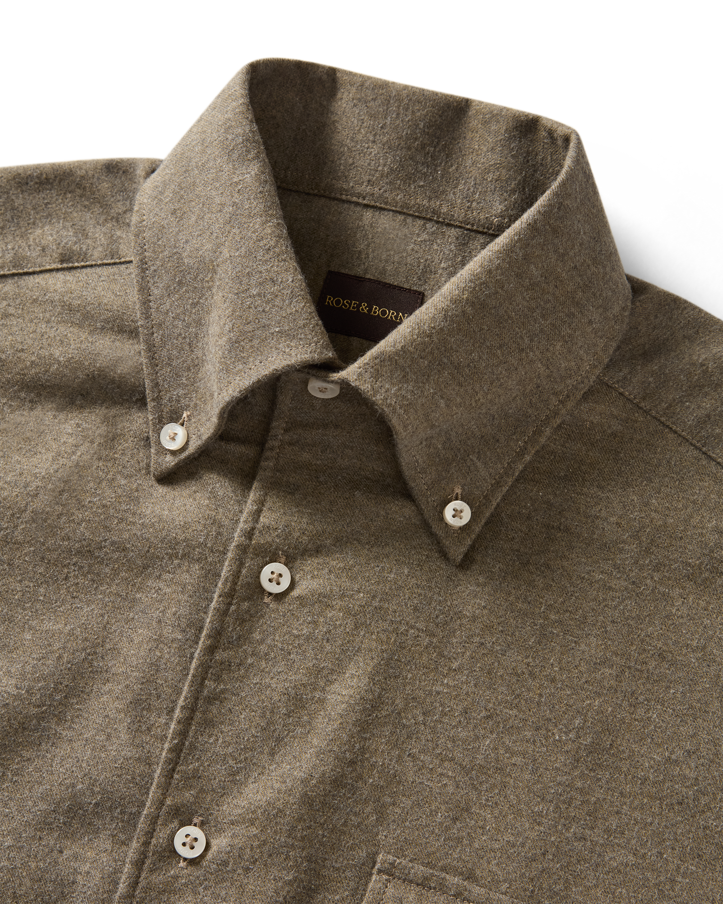 Brushed Button-Down Shirt Olive