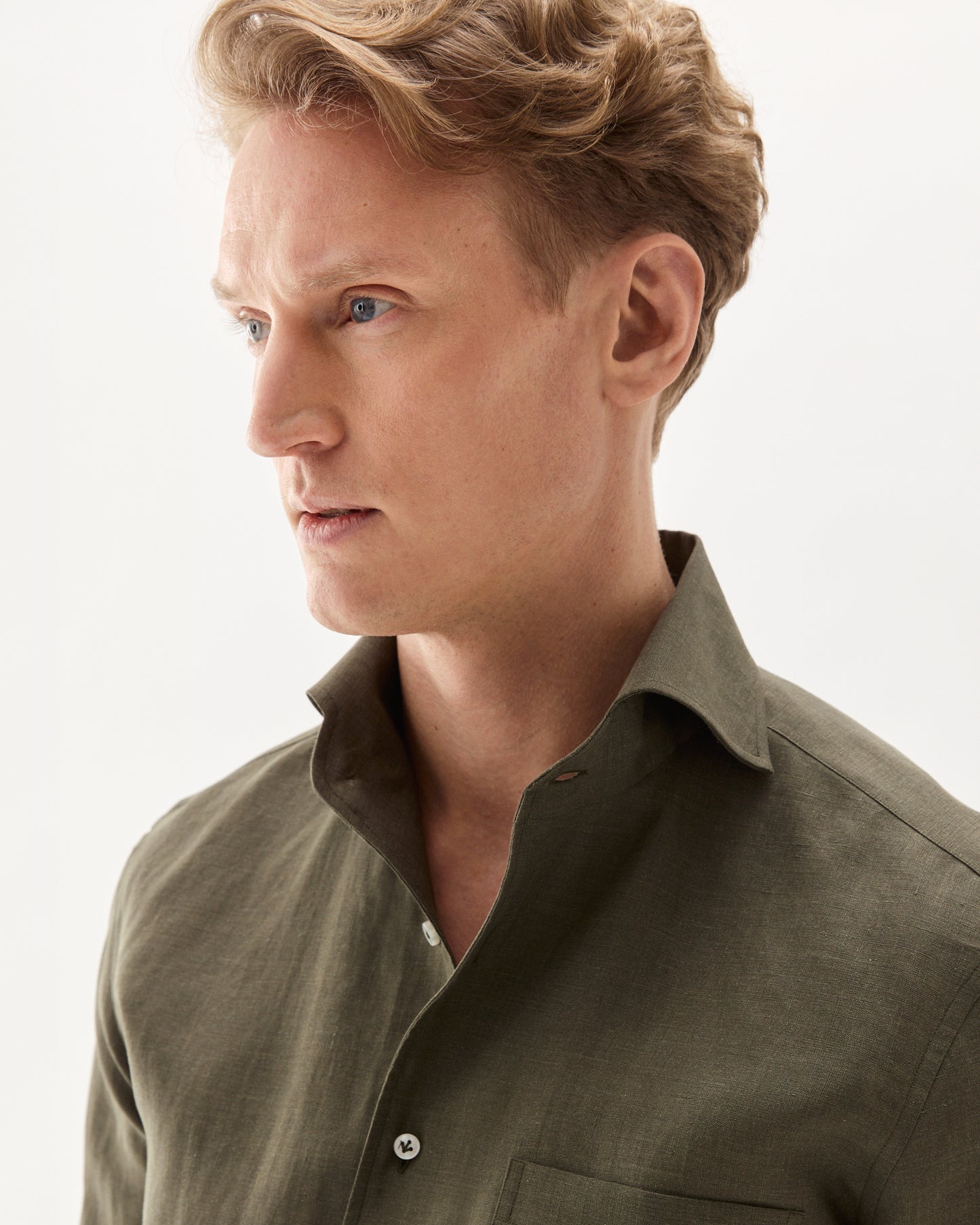 One-Piece Linen Shirt Forest Green