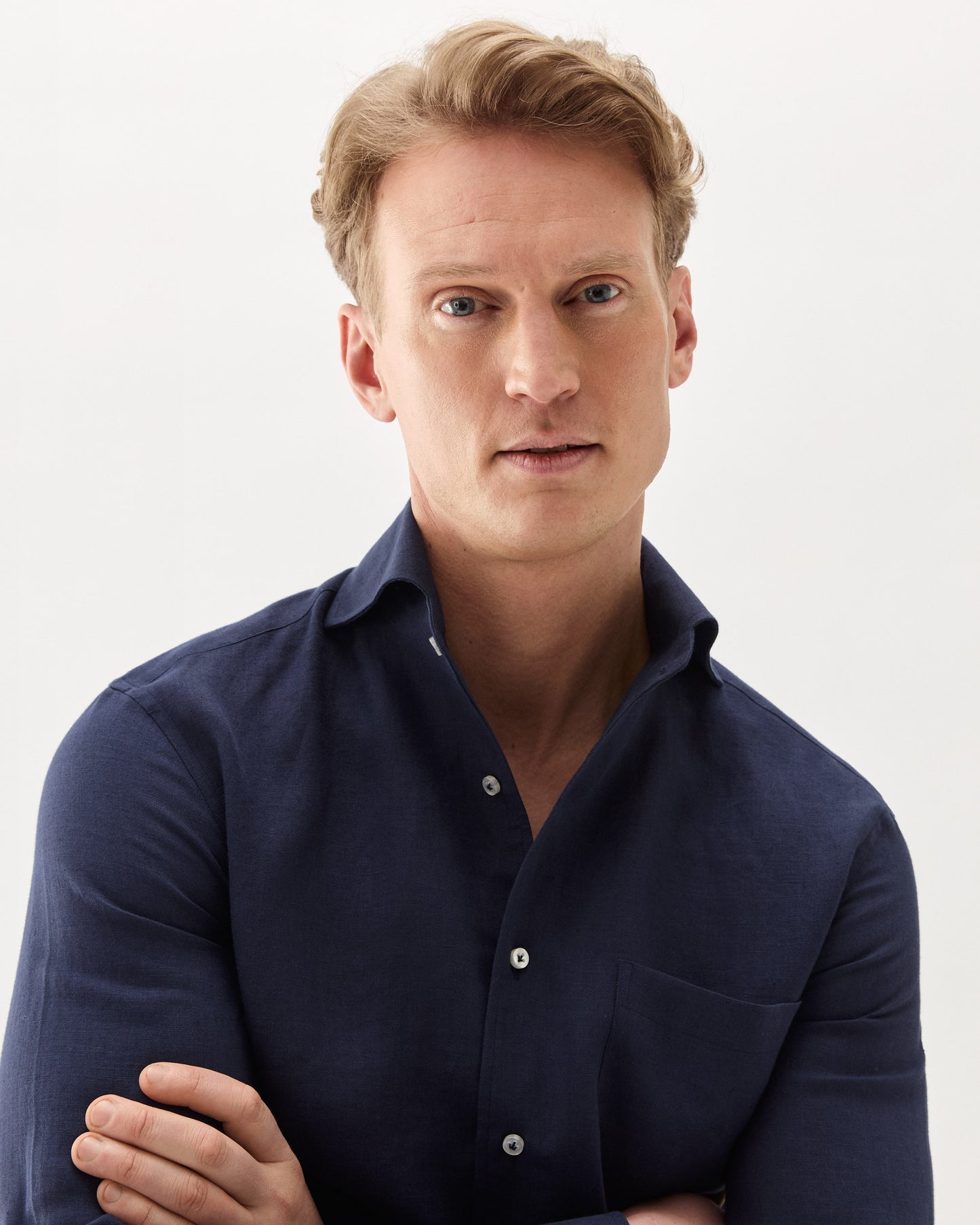 One-Piece Linen Shirt Navy