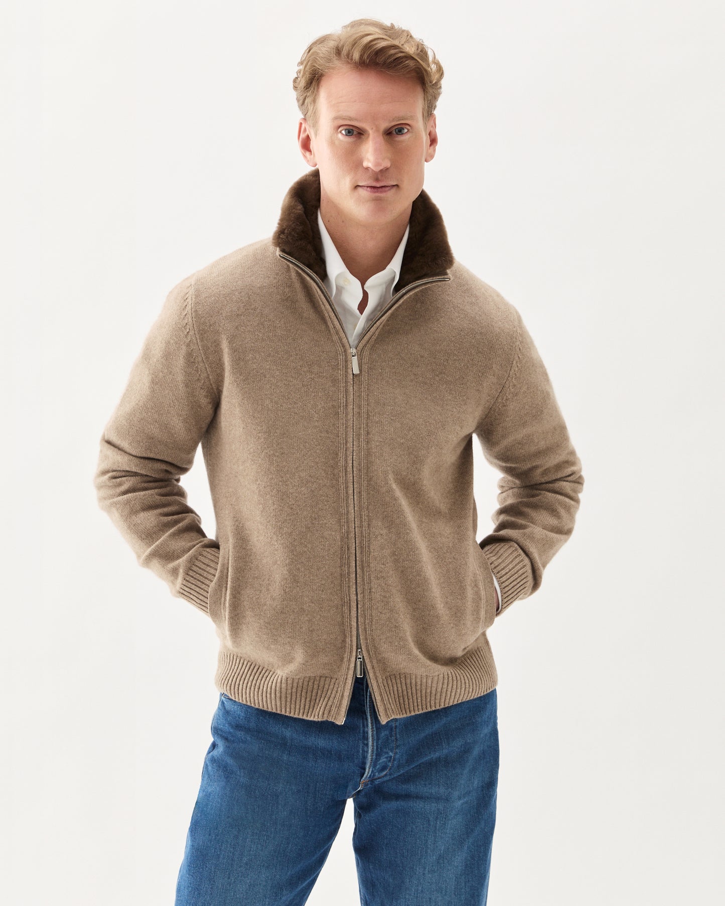 Fur Collar Baby Cashmere Blouson Taupe