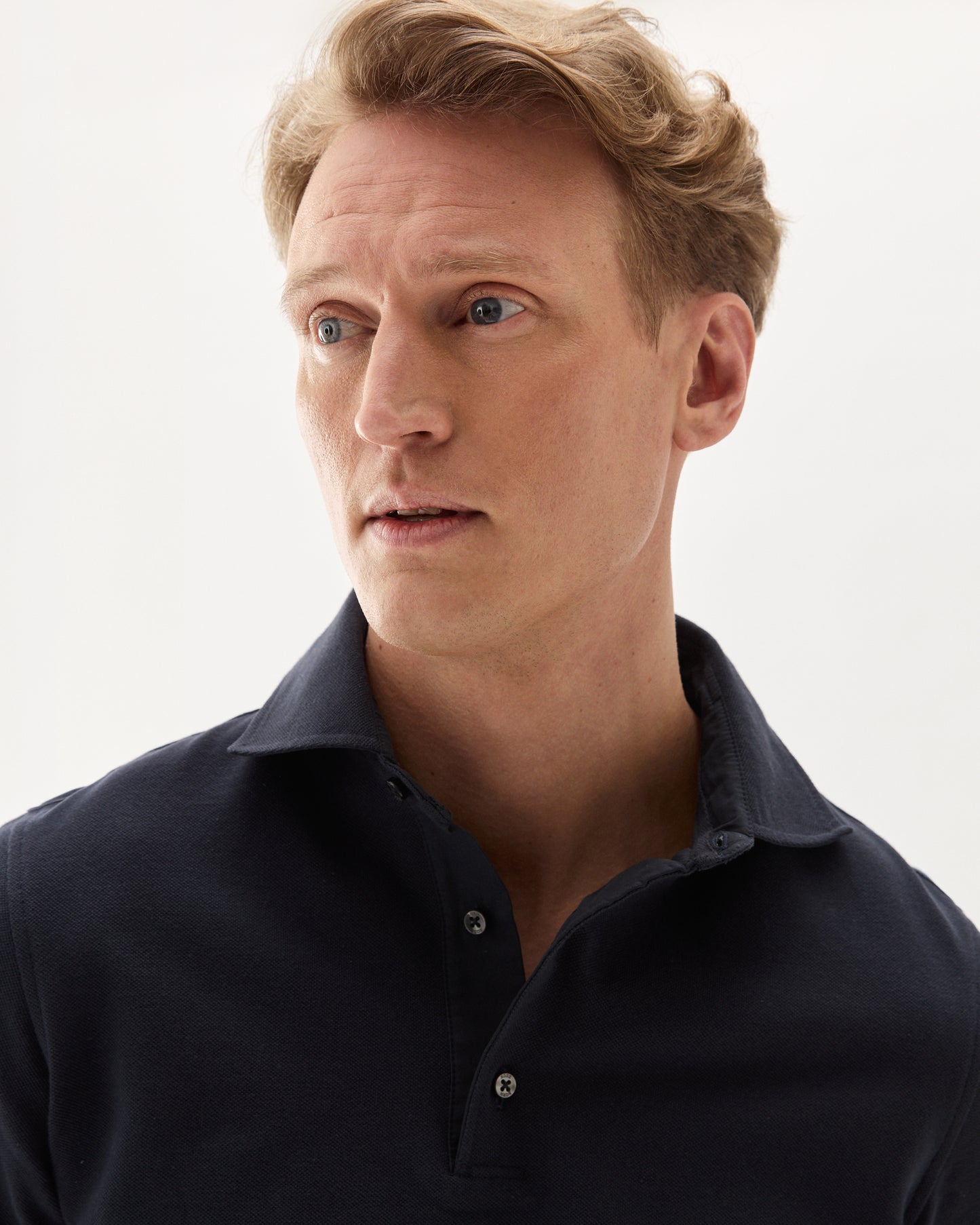 Long Sleeve Polo Pique Navy