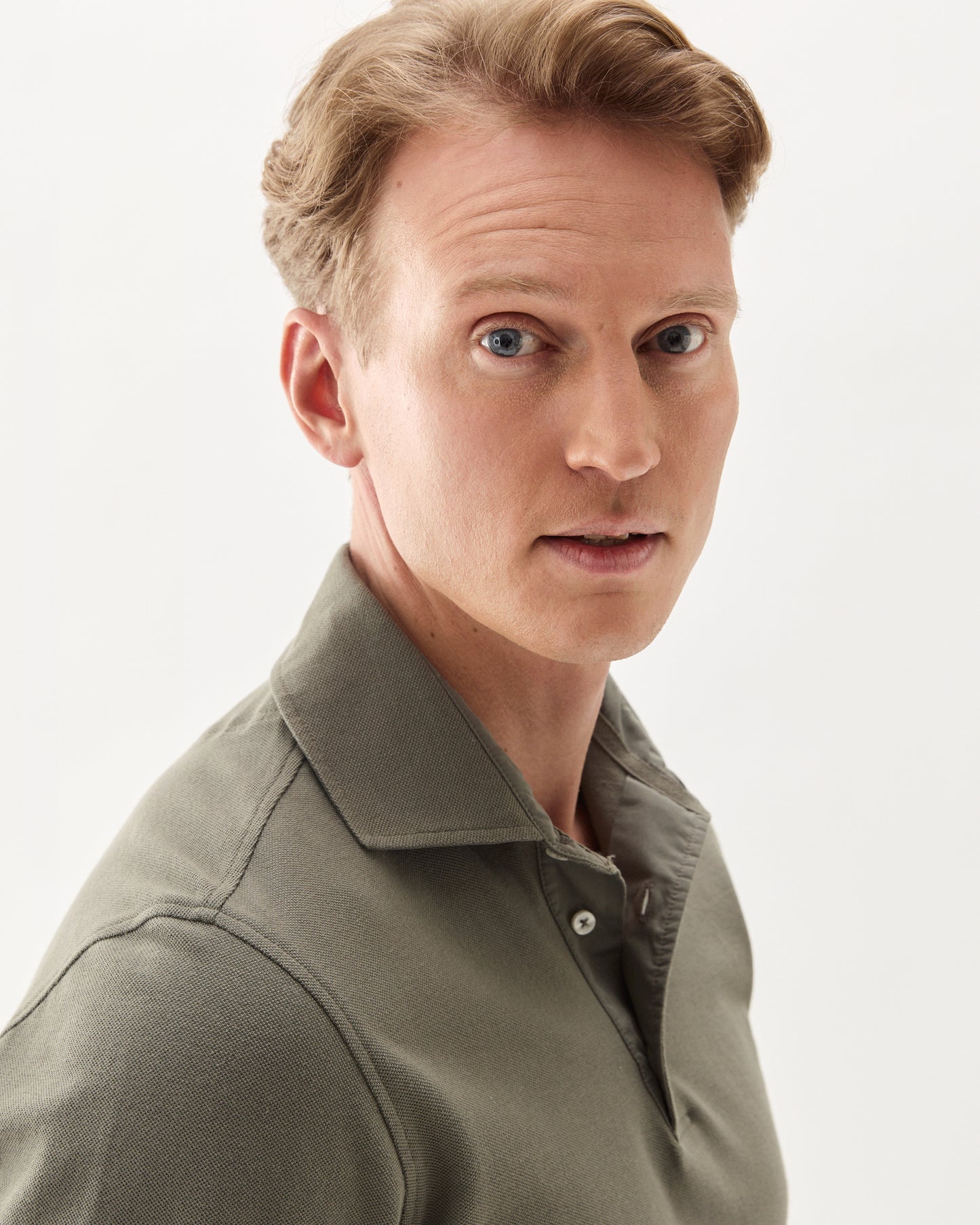 Long Sleeve Polo Pique Olive