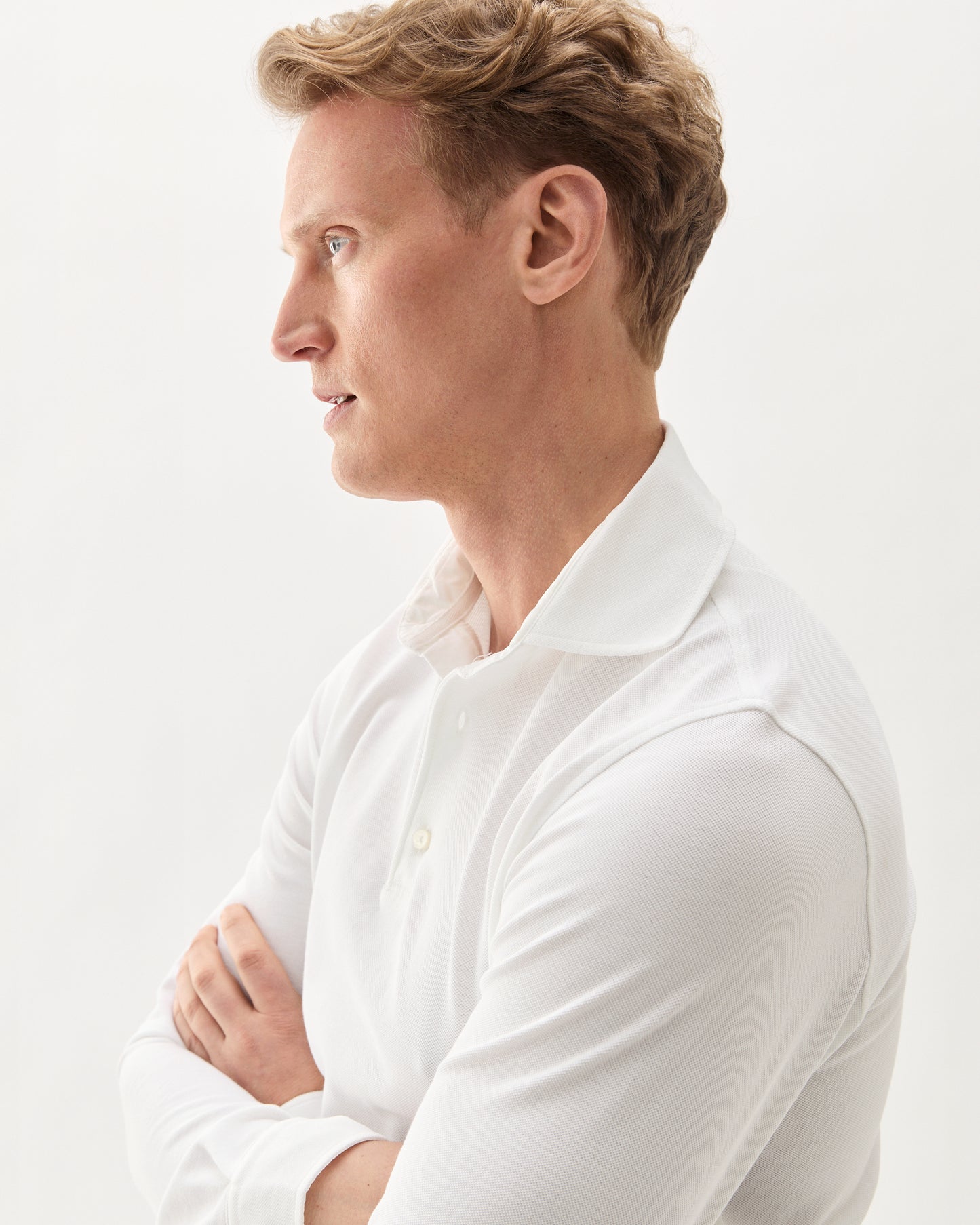 Long Sleeve Polo Pique White