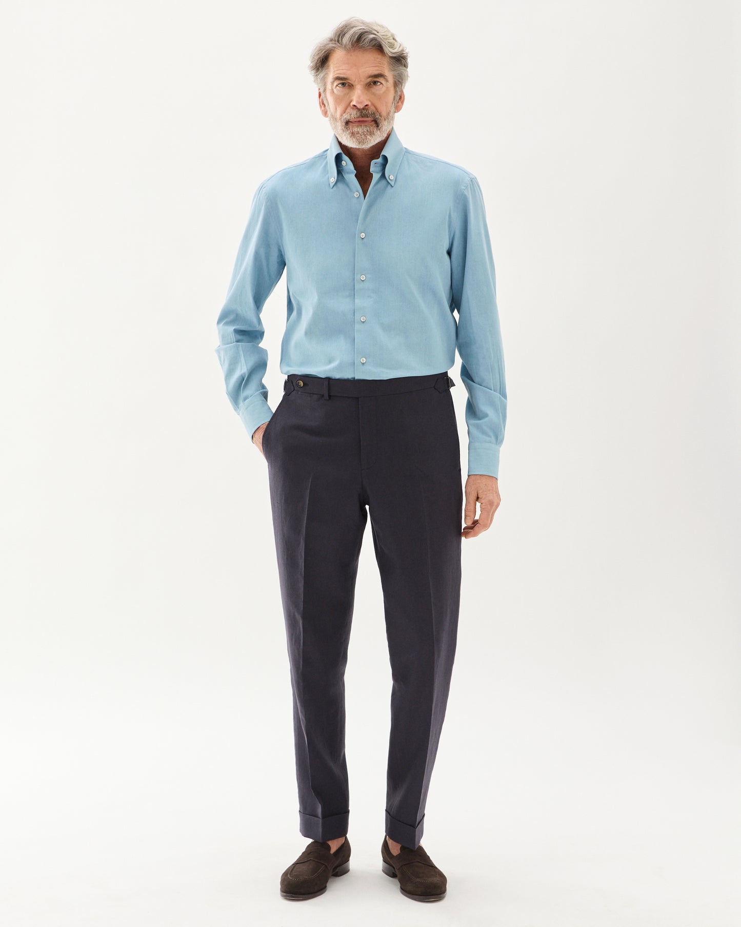 Linen Cotton Trousers Navy