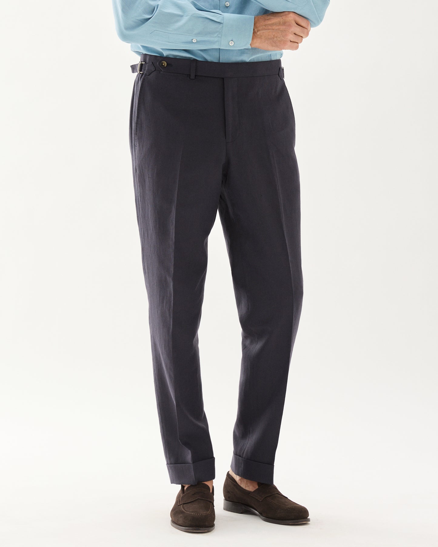 Linen Cotton Trousers Navy