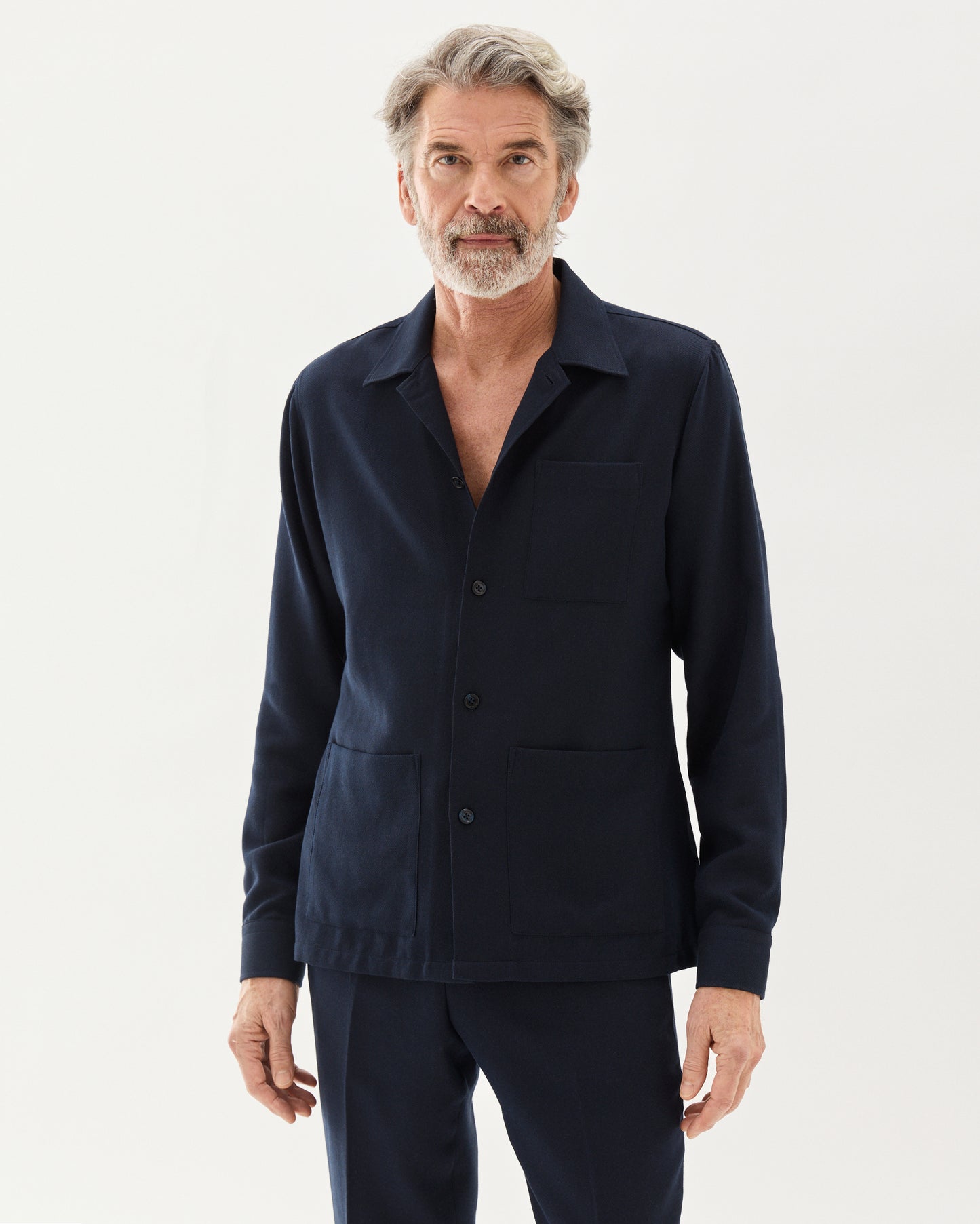 Cashmere Blend Resort Shirt Navy