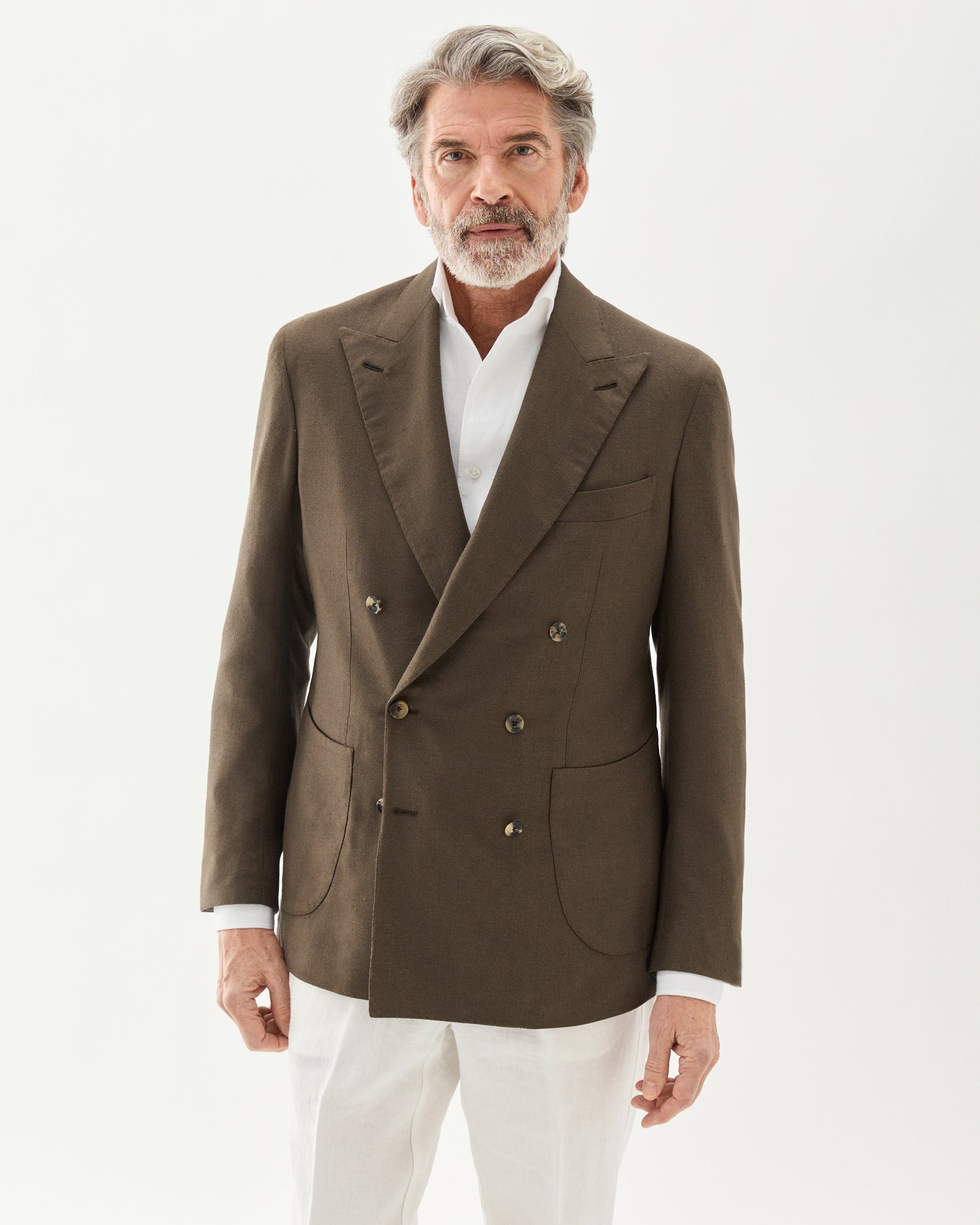 Silk Double Breasted Jacket Olive