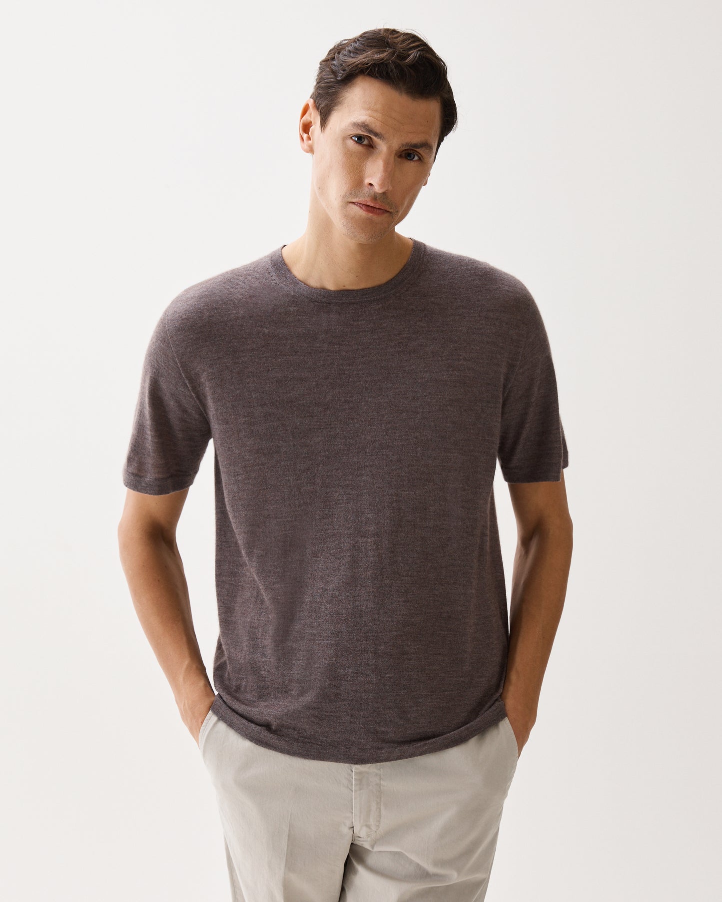 Cashmere Silk T-Shirt Brown