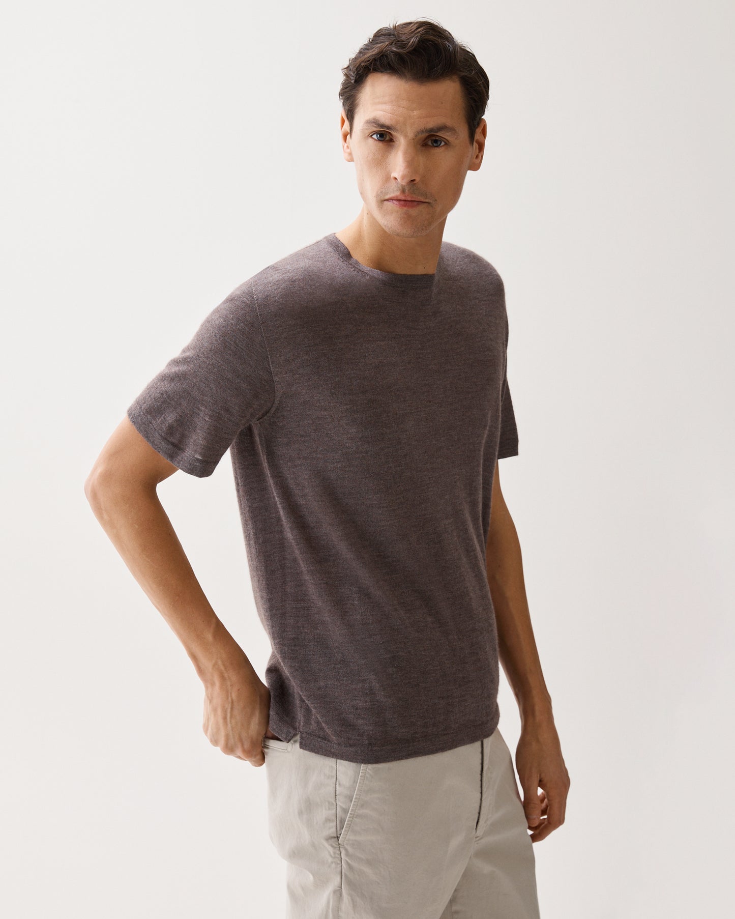 Cashmere Silk T-Shirt Brown