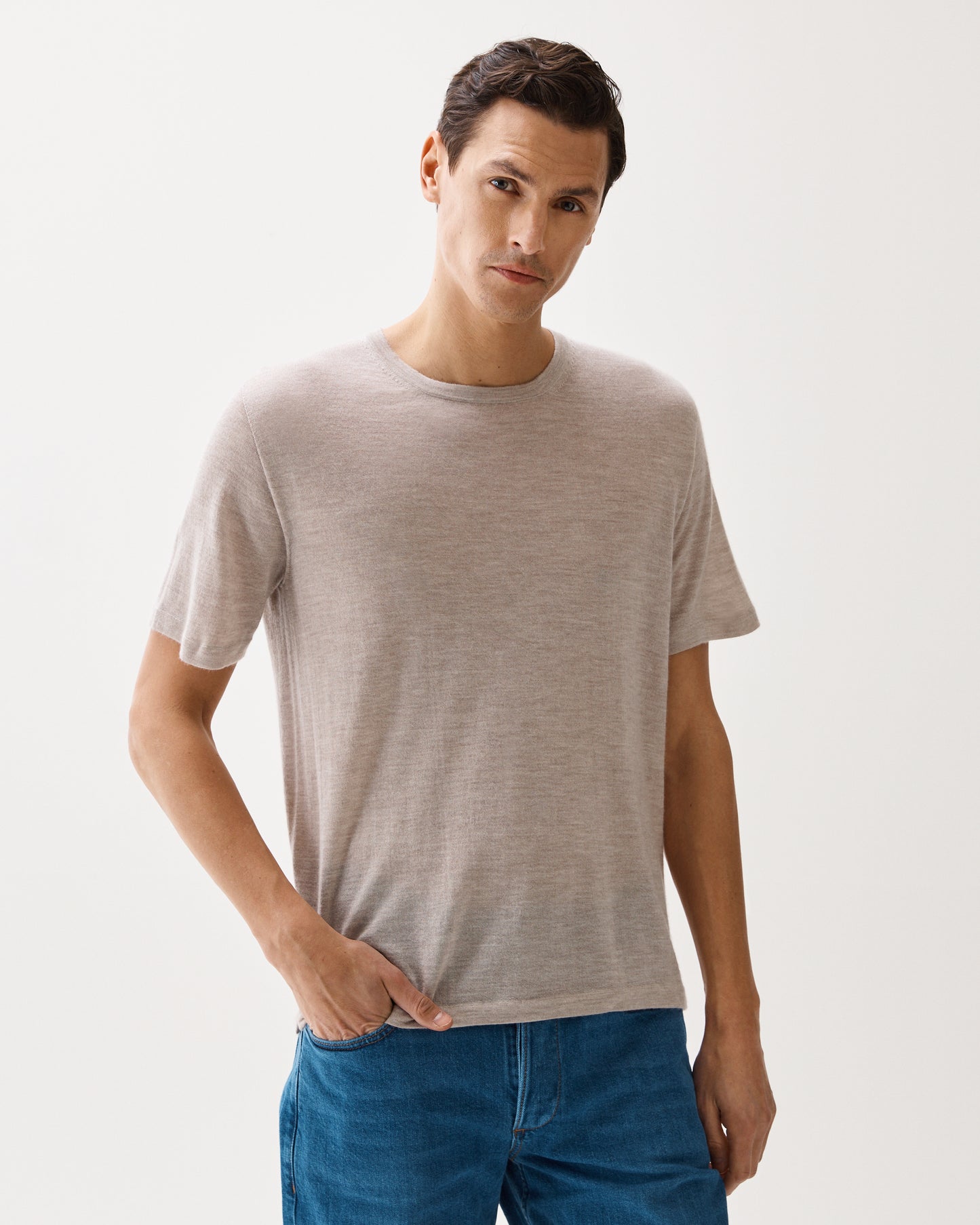 Cashmere Silk T-Shirt Beige