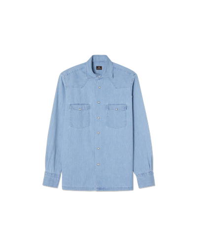 Western Denim Shirt Light Blue