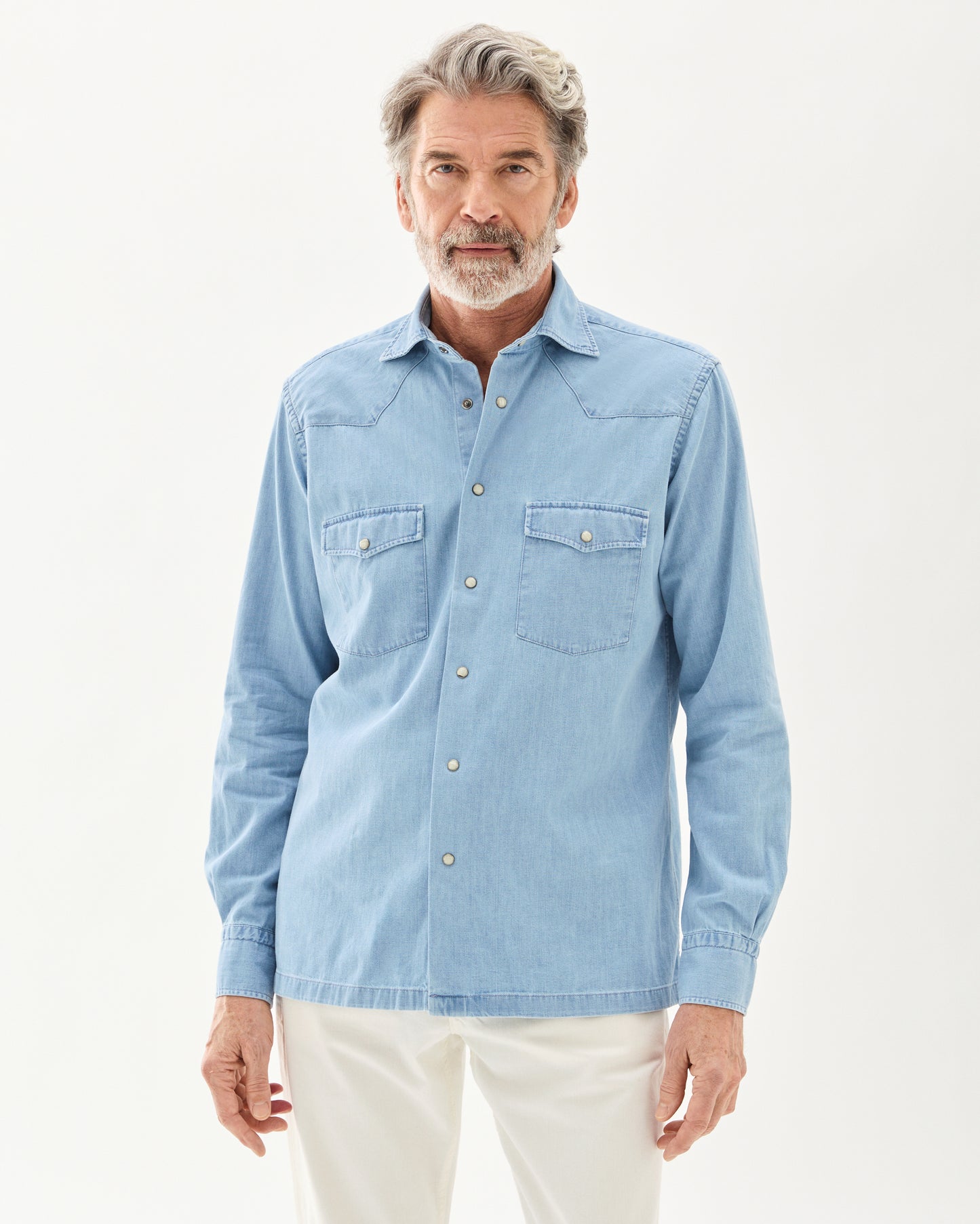 Western Denim Shirt Light Blue