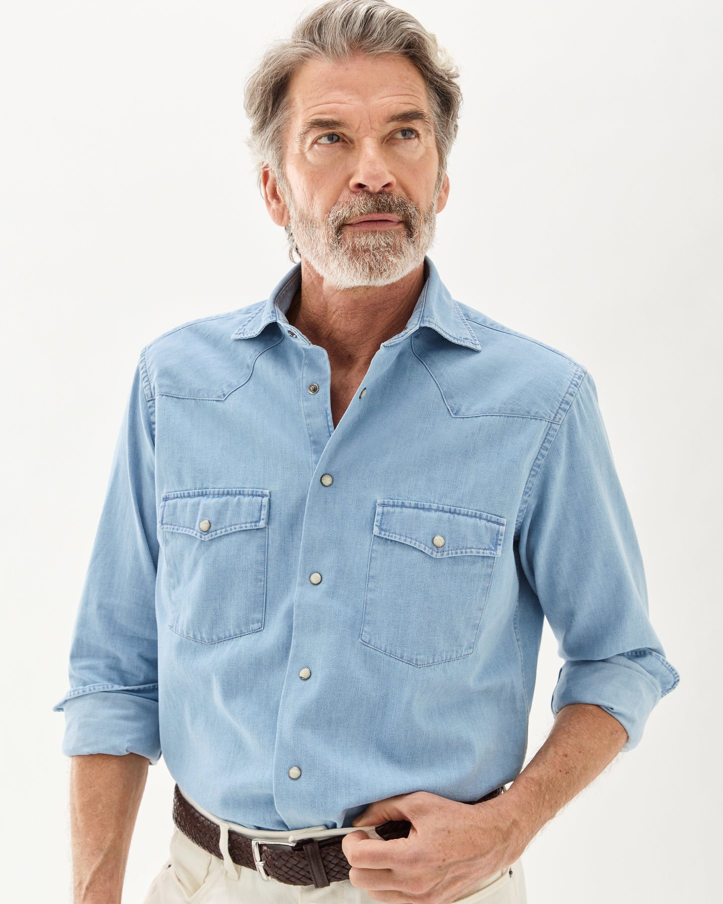 Western Denim Shirt Light Blue