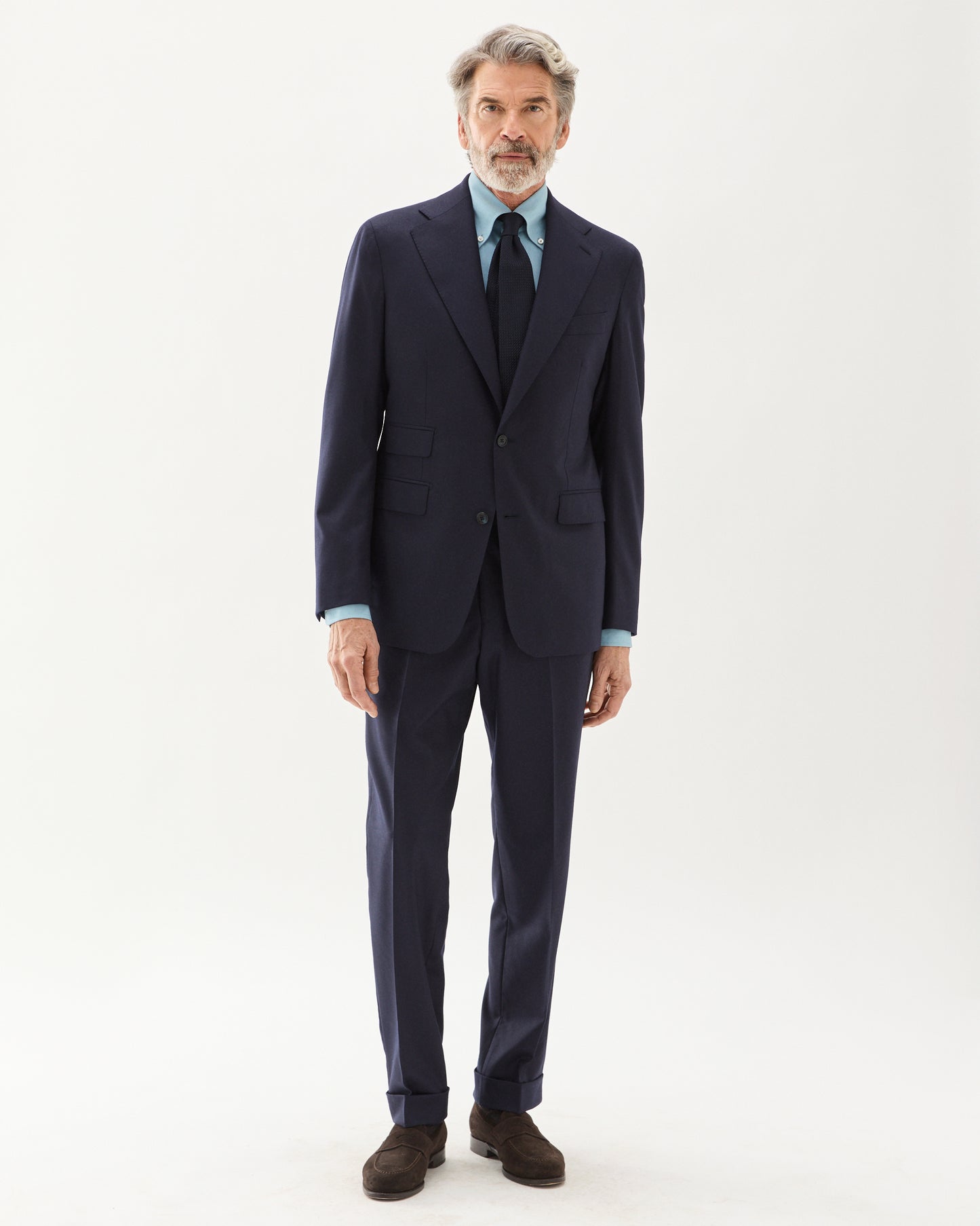 Kostym Flanell Marinblå