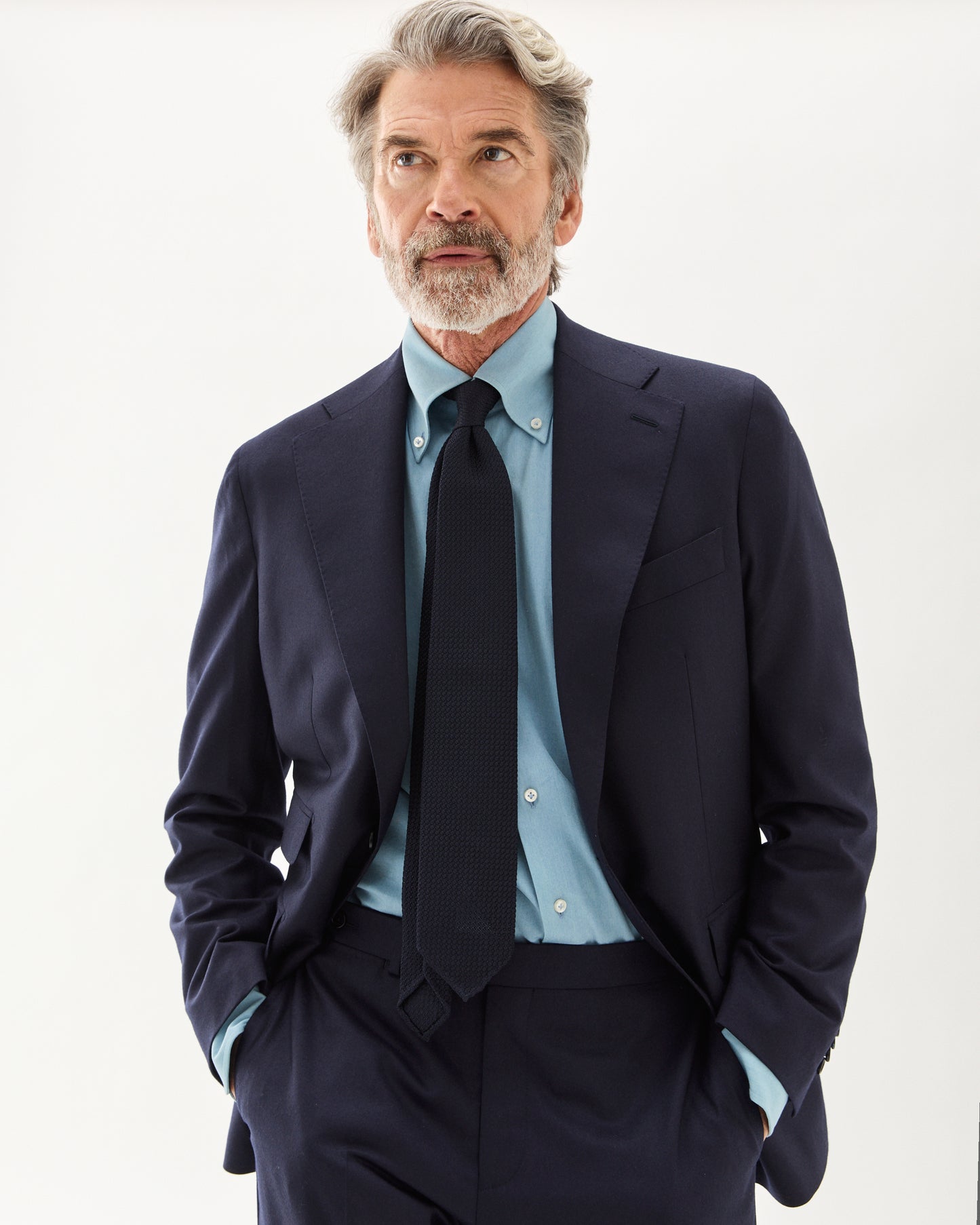 Kostym Flanell Marinblå