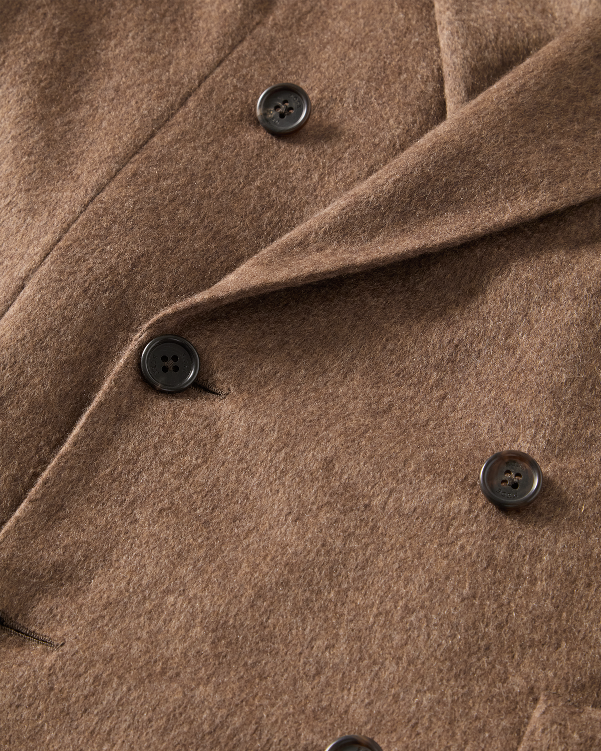Double Breasted Cashmere Blazer Brown, double-breasted front with horn buttons