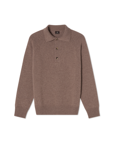 Chunky Cashmere Polo Taupe, front