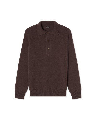 Chunky Cashmere Polo Brown, front