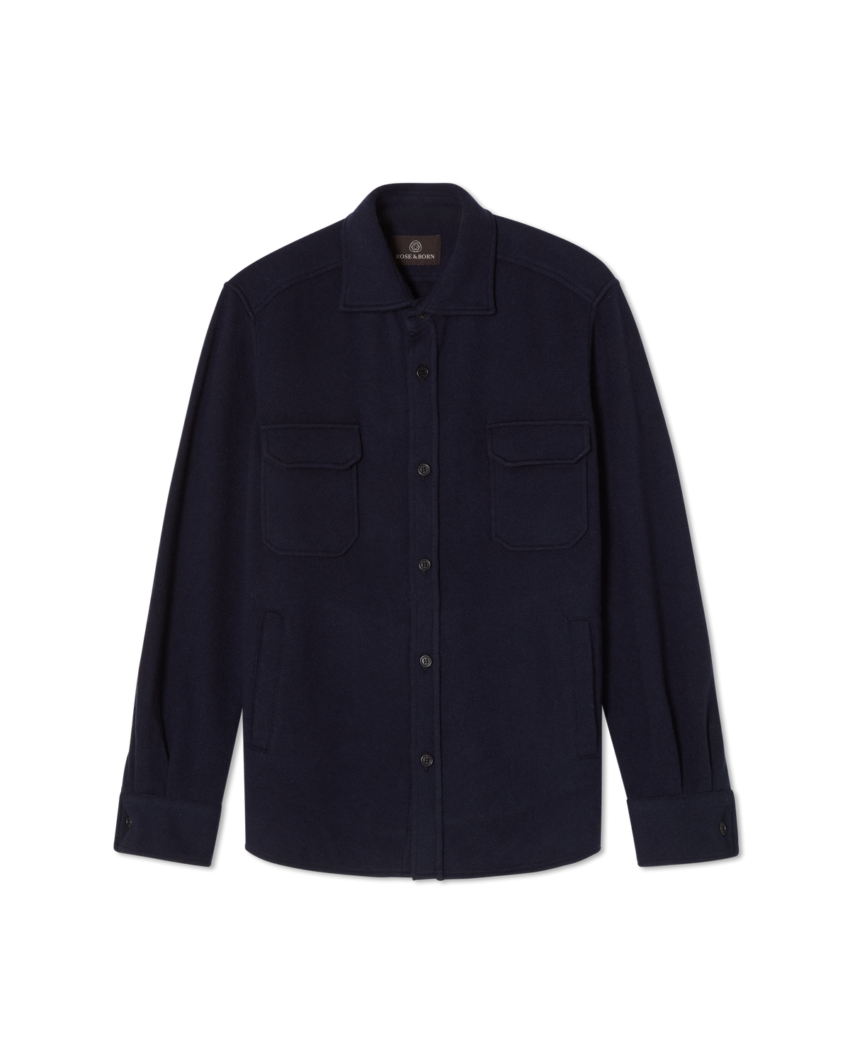 Knitted Wool Overshirt Navy, front