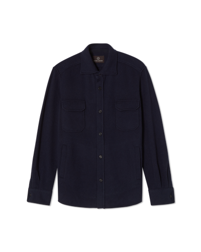 Knitted Wool Overshirt Navy, front