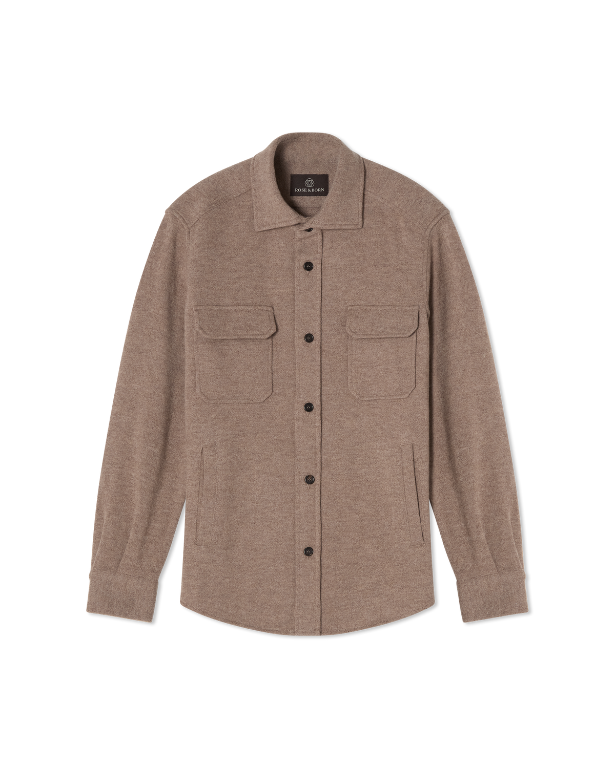 Knitted Wool Overshirt Taupe, front