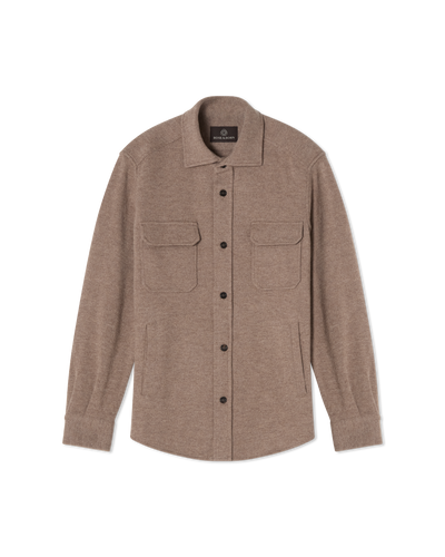 Knitted Wool Overshirt Taupe, front