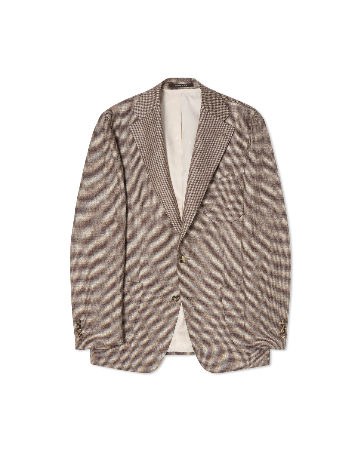 Wool Cashmere Houndstooth Blazer Beige, front