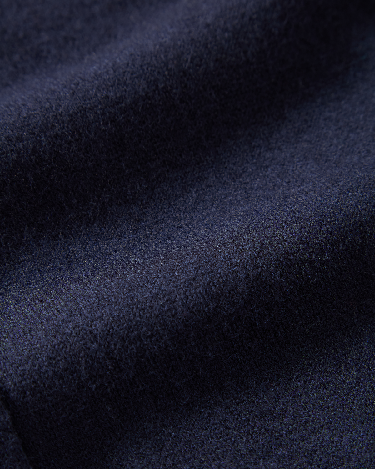 Knitted Wool Overshirt Navy, the dense wool knit up close
