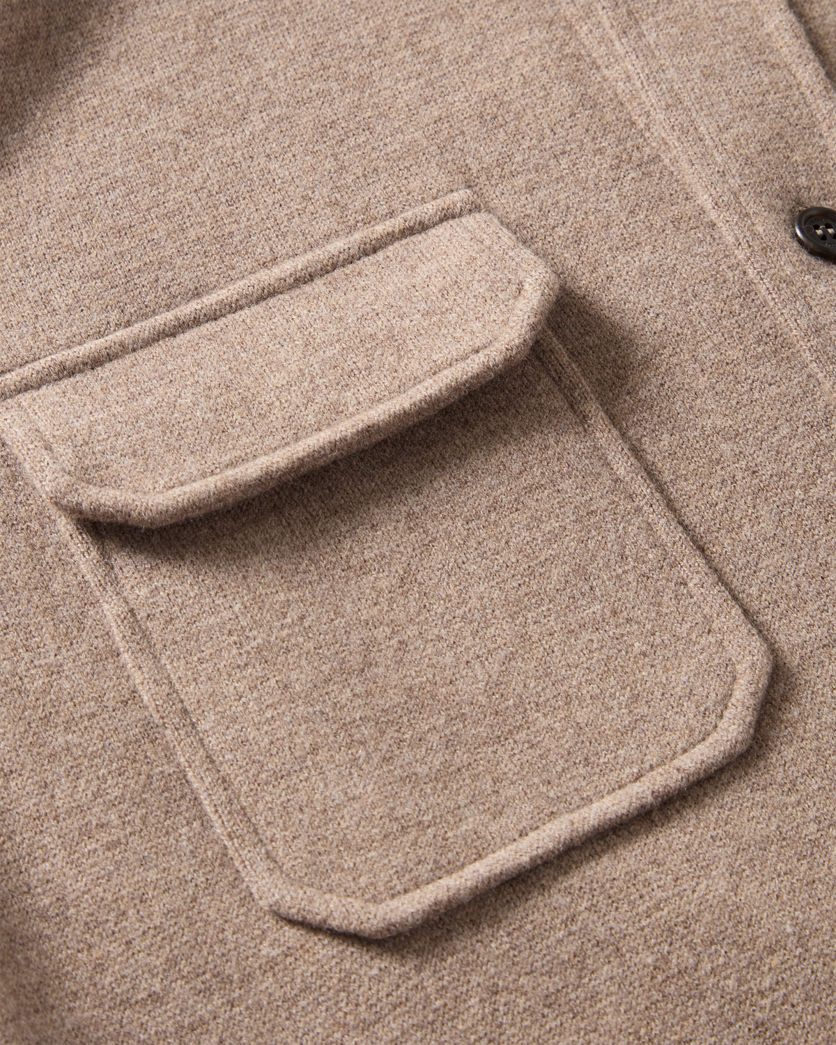 Knitted Wool Overshirt Taupe, chest pocket with flap