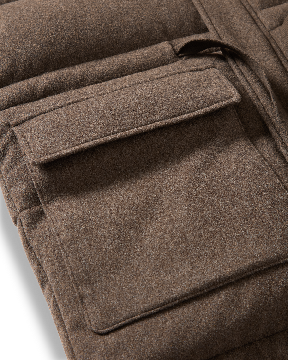 Explorer Down Parka Taupe, flap pocket