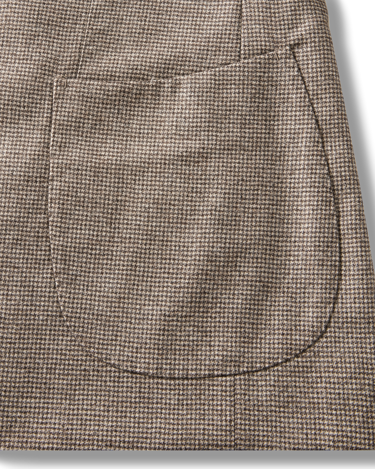 Wool Cashmere Houndstooth Blazer Beige, patch pocket