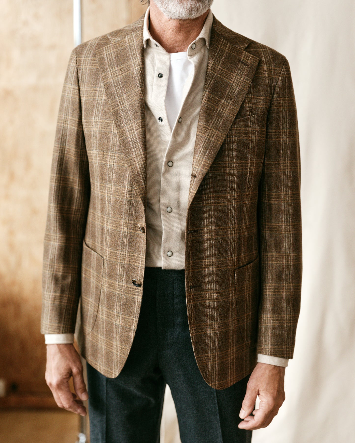 Glencheck Wool Blazer Brown