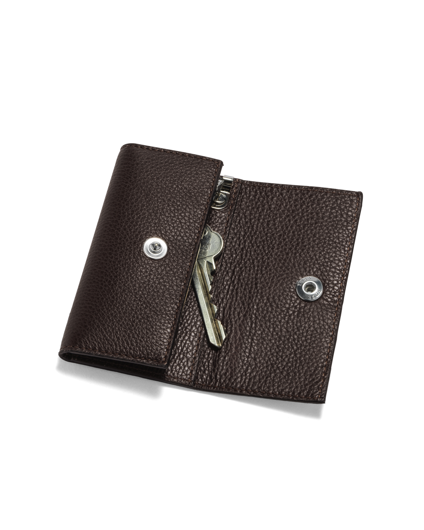 Grain Leather Key Holder Brown