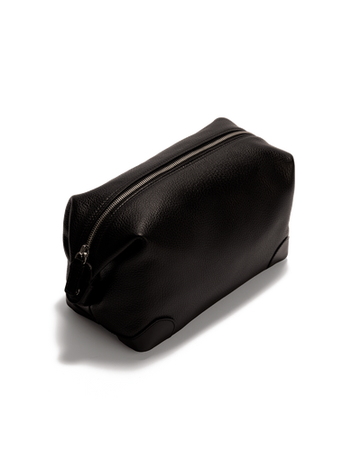 Calf Leather Wash Bag Single Compartment Black