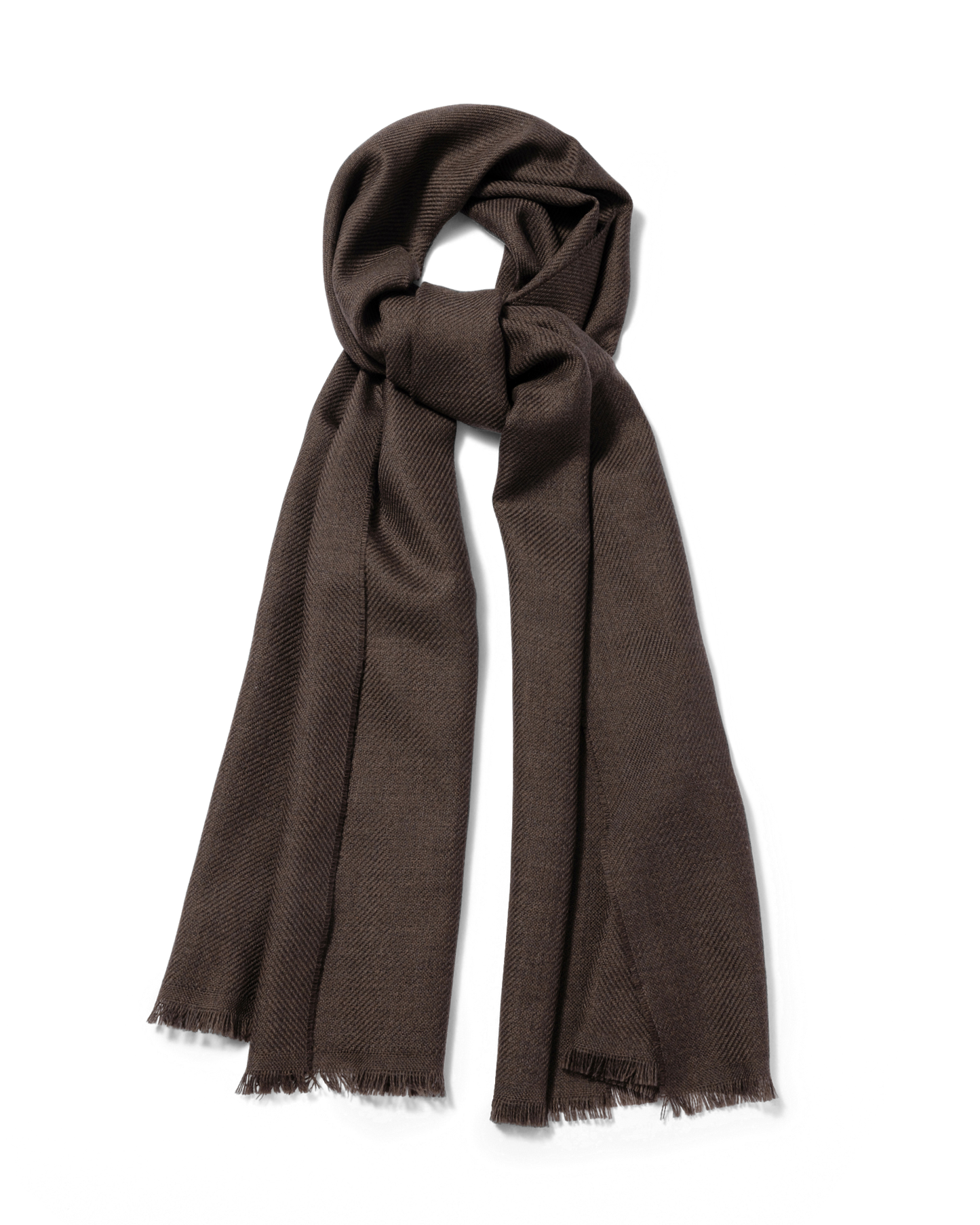 Twill Virgin Wool Scarf Brown