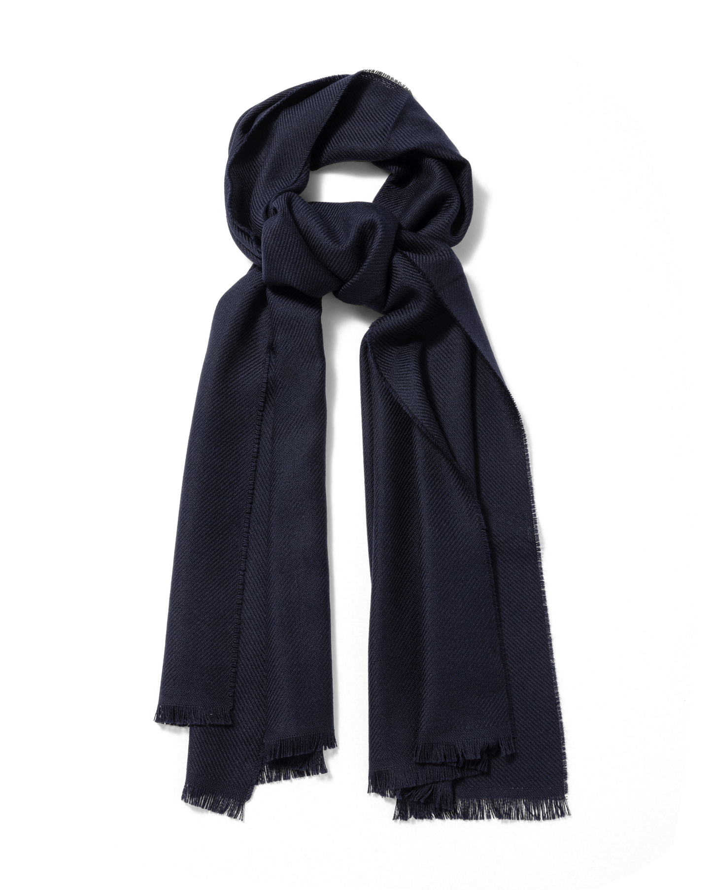 Twill Virgin Wool Scarf Navy